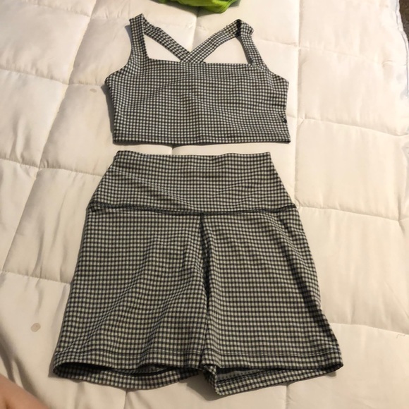 Nike Other - Nike Gingham Gym Set Biker Shorts and Bra